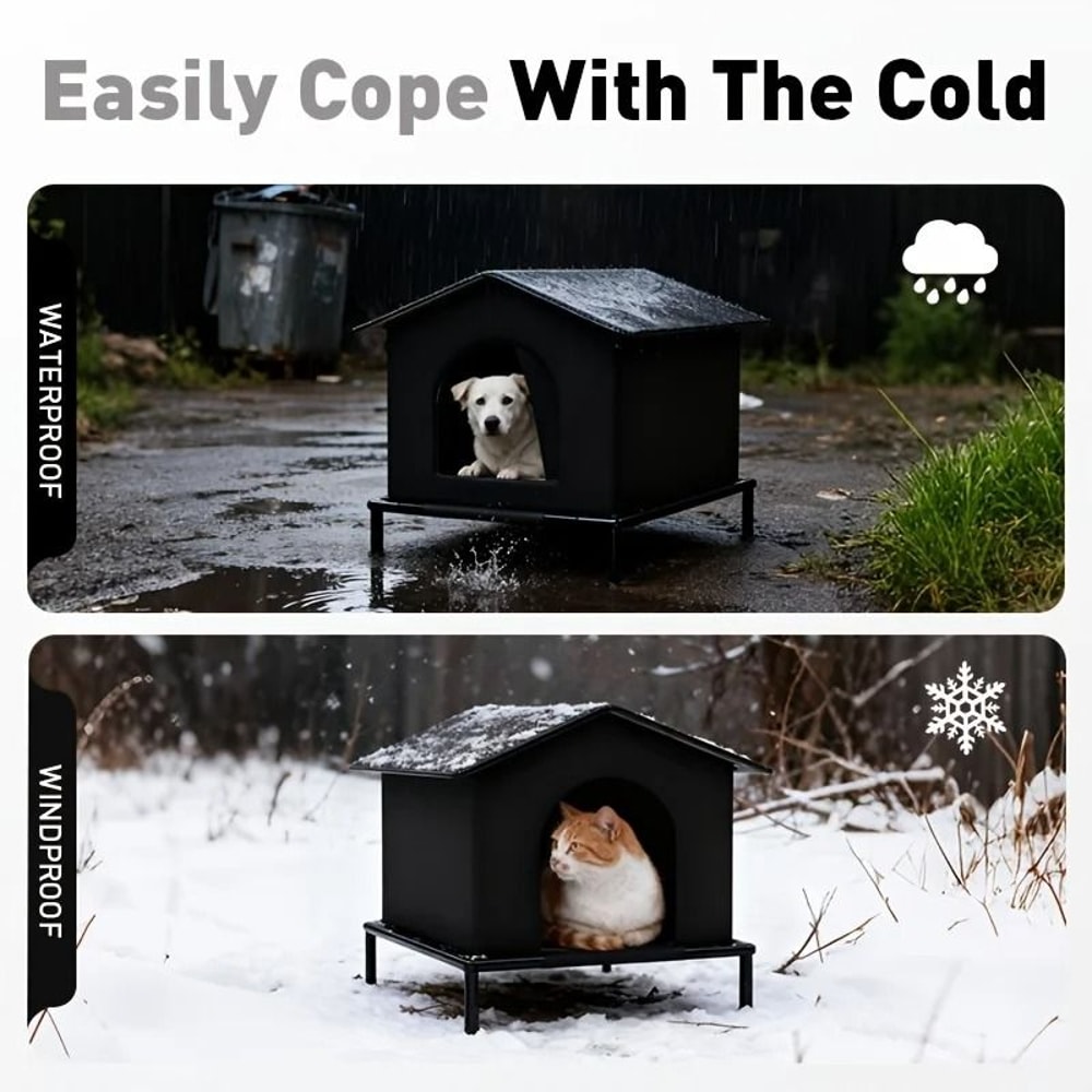 Insulated Outdoor Cat House With Cushion For Winter Warmth And Shelter 3