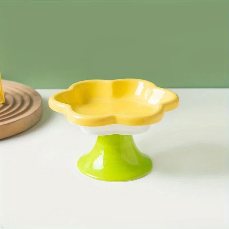 Floral Ceramic Elevated Cat Bowl For Food Water With Neck Protection 6