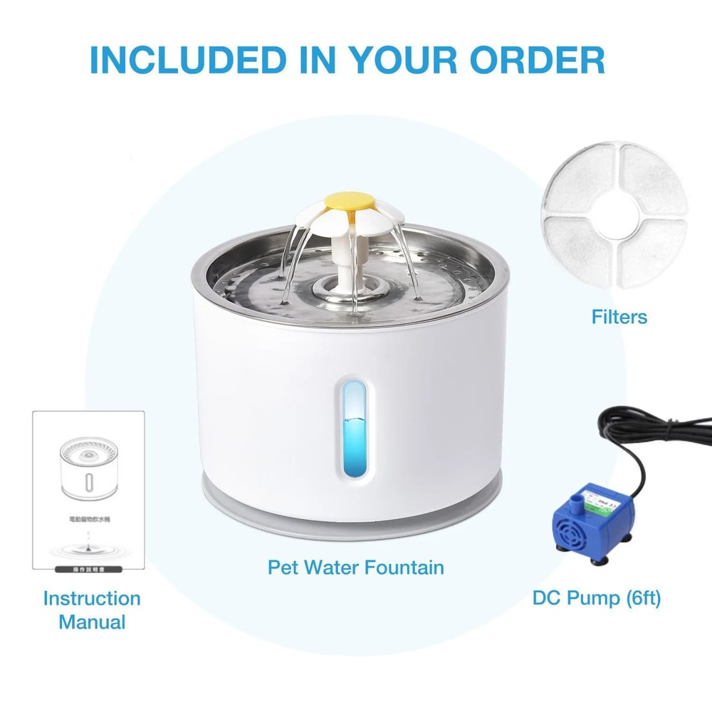 Stainless Steel Smart Cat Water Fountain With Silent USB Pump 4