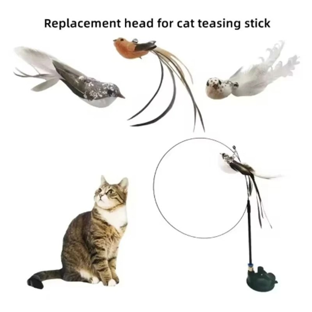 Interactive Suction Cup Feather Cat Toy With Bell Replaceable Teaser Head 2
