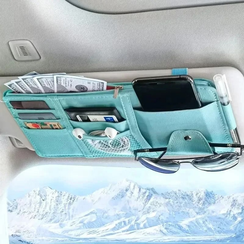 Car Seat Sun Visor Organizer With Multi Pocket Document Pen Holder 2