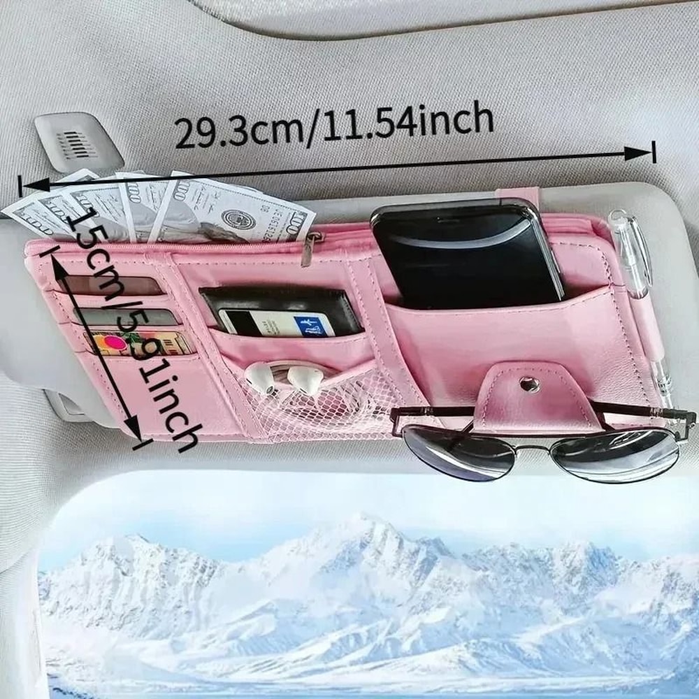 Car Seat Sun Visor Organizer With Multi Pocket Document Pen Holder 3