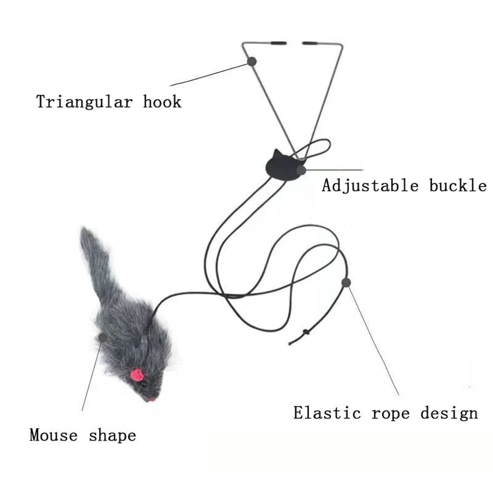 Hanging Door Cat Mouse Toy With Elastic Bungee Plush Teaser 4