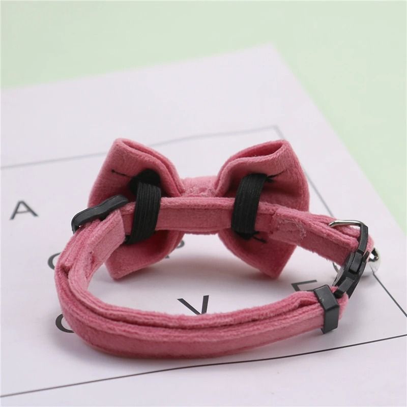Velvet Bow Tie Cat Collar With Bell Adjustable Safety Buckle 5