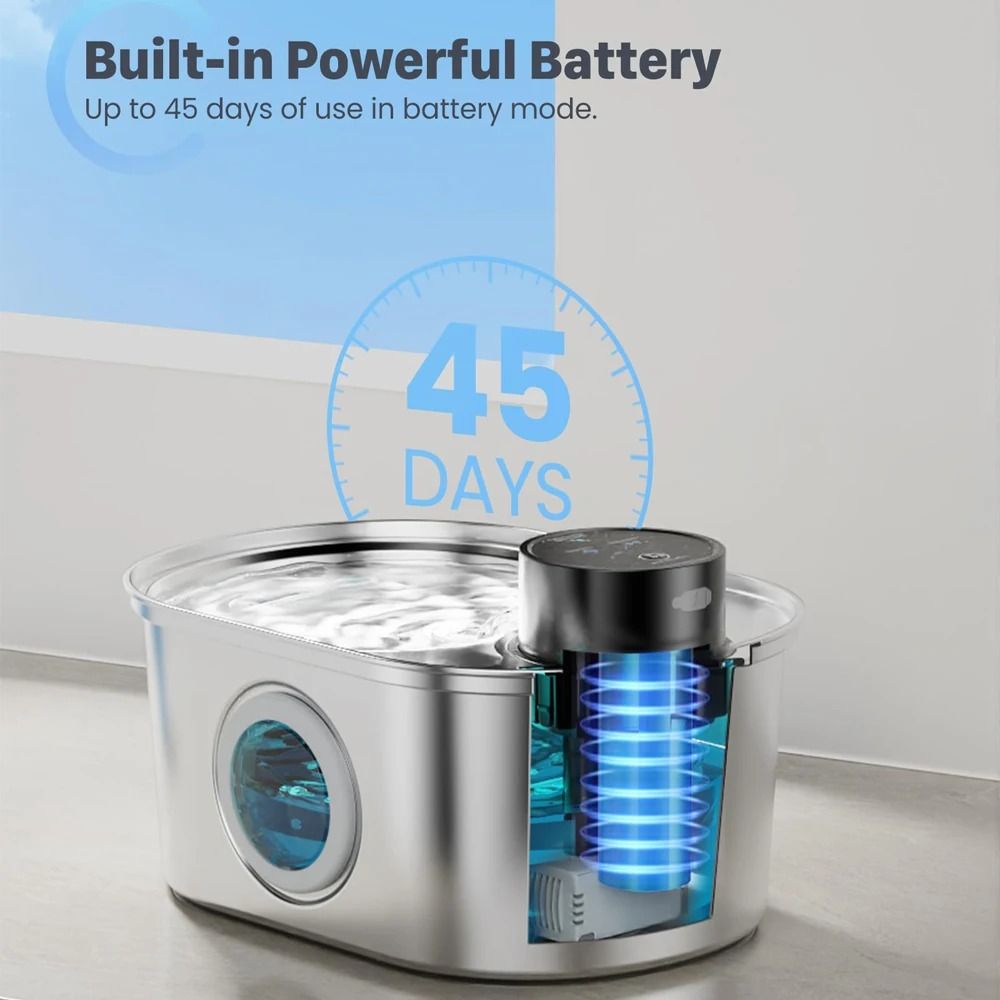 SmartFlow 108oz32L Wireless Stainless Steel Pet Water Fountain With Motion Sensor 4