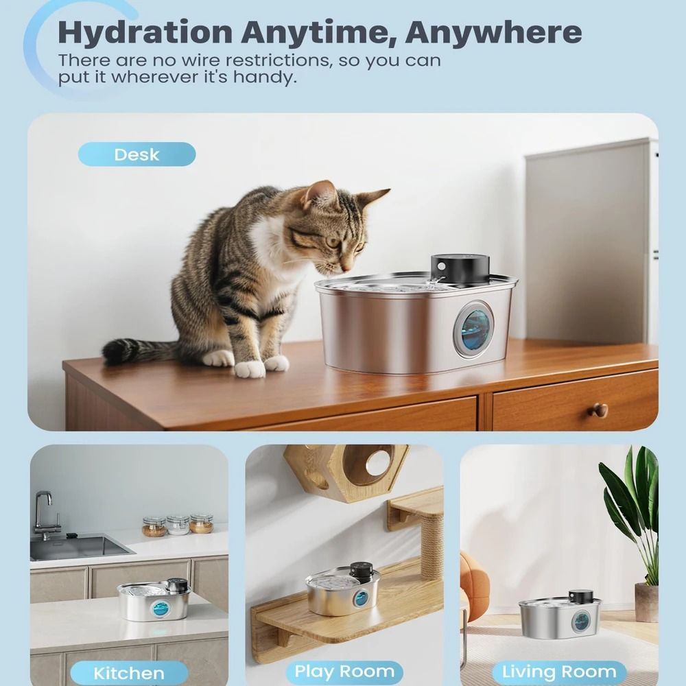 SmartFlow 108oz32L Wireless Stainless Steel Pet Water Fountain With Motion Sensor 5
