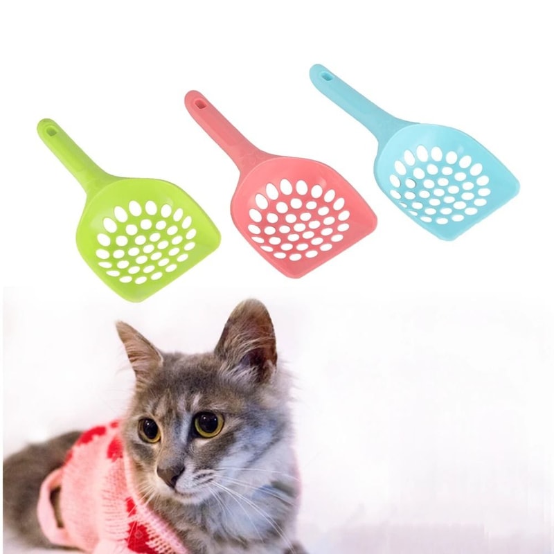 Durable Cat Litter Scoop With Round Hole Mesh For Easy Poop Cleaning 0