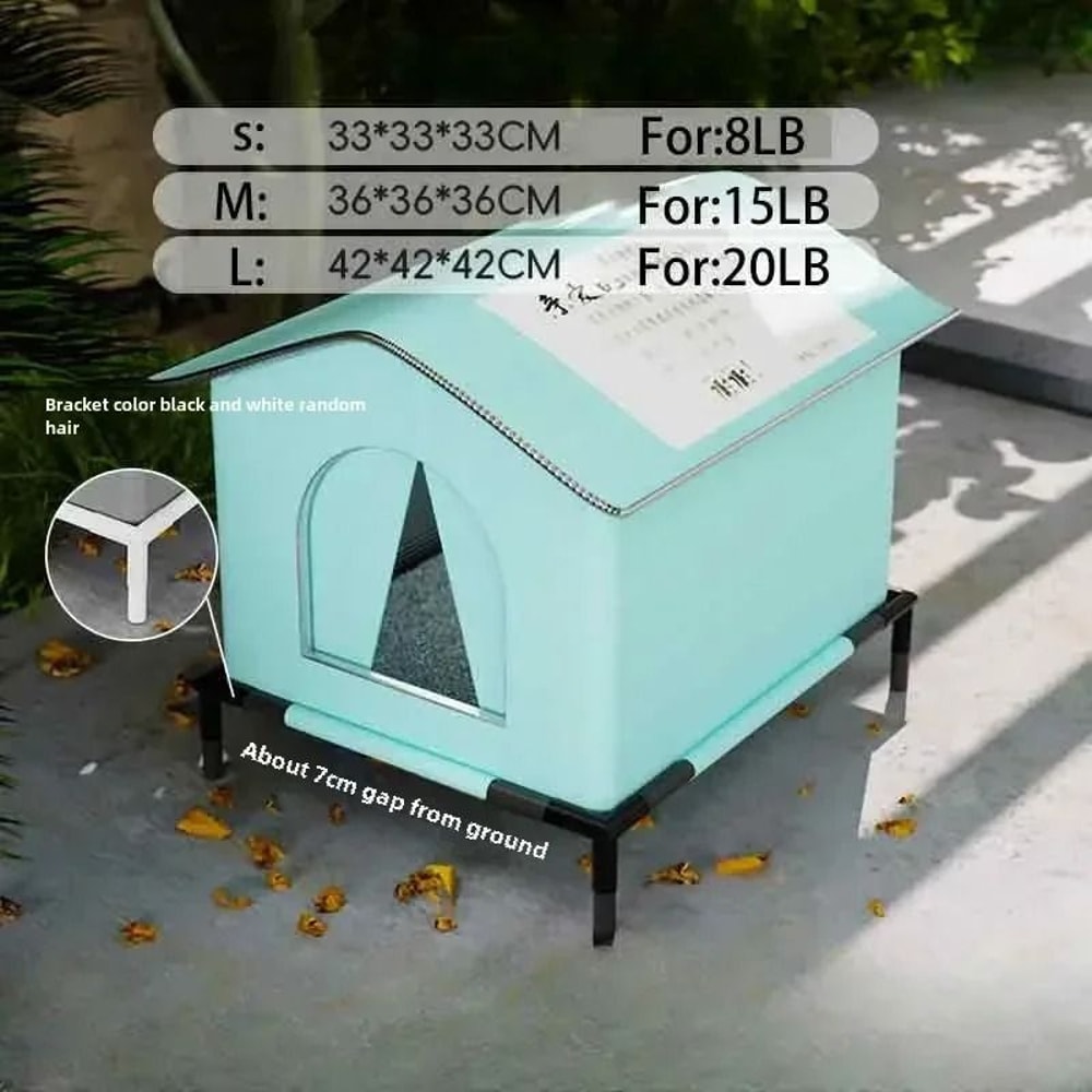 Weatherproof Outdoor Cat House With Insulated Oxford Cloth Shelter 9