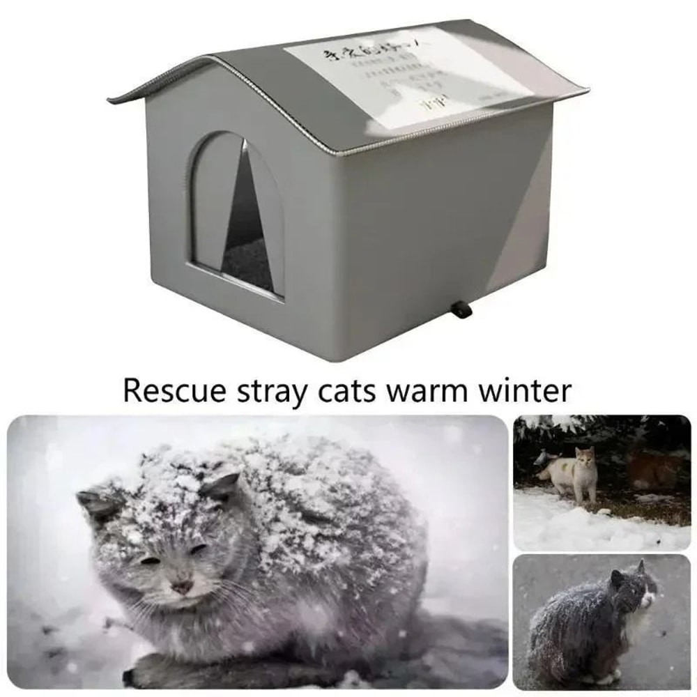 Weatherproof Outdoor Cat House With Insulated Oxford Cloth Shelter 3