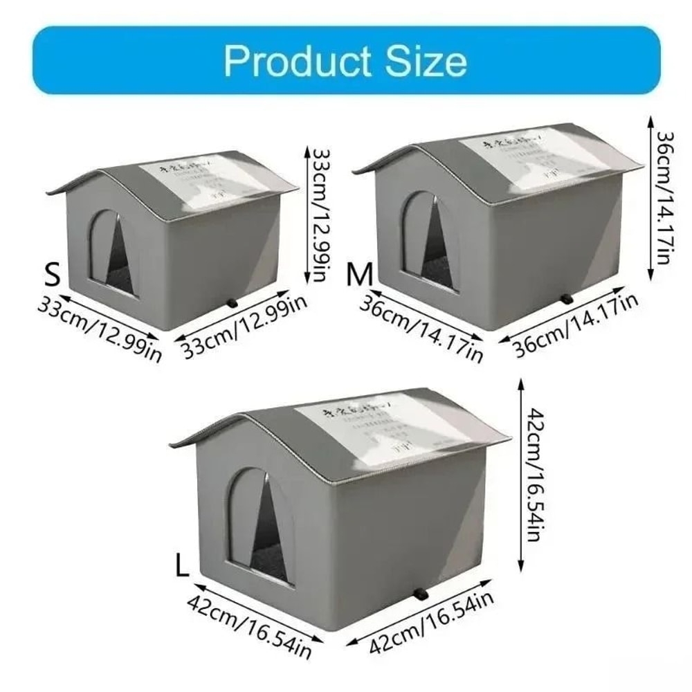 Weatherproof Outdoor Cat House With Insulated Oxford Cloth Shelter 5