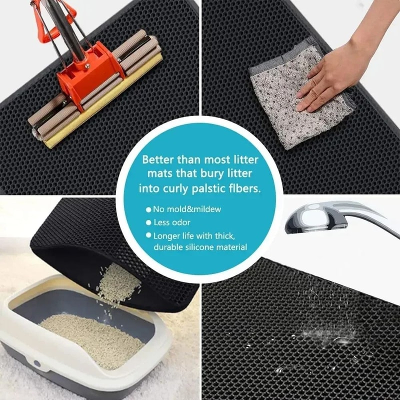 Double Layer Waterproof Cat Litter Mat With Non Slip Honeycomb Design 4