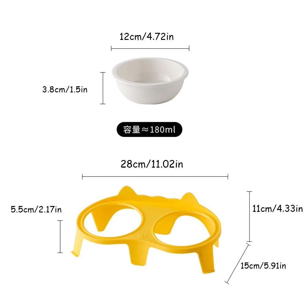 Elevated Ceramic Double Cat Bowl Set With Slanted Feeding Design 4