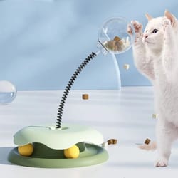 interactive slow feeder cat toy with track ball & turntable play