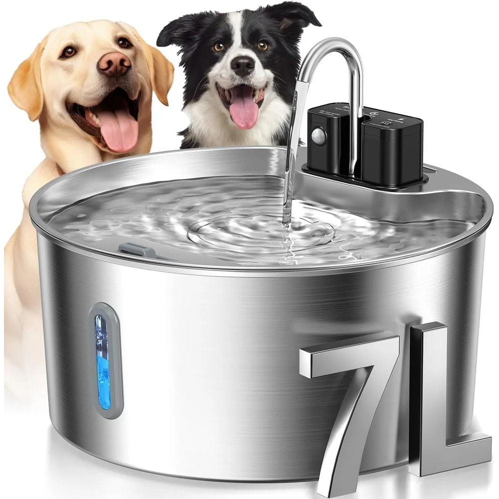 7L Wireless Stainless Steel Pet Water Fountain With Rechargeable Battery 0