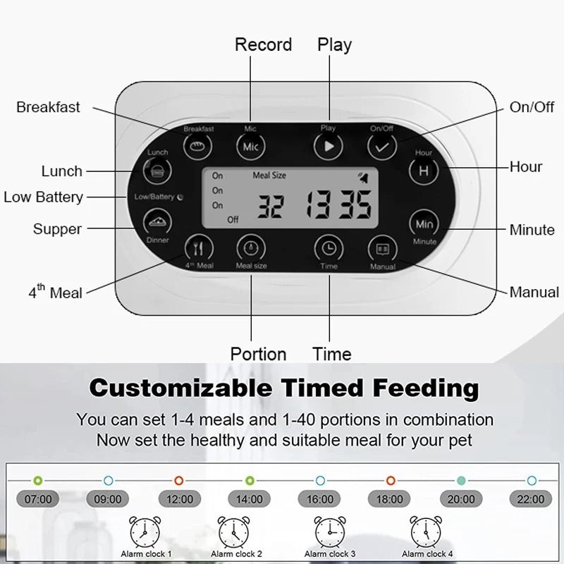 Smart APP Double Meal Automatic Pet Feeder For Cats Small Dogs 2