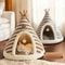 SelfWarming Plush Cat Tent Bed With Removable Washable Cover 0