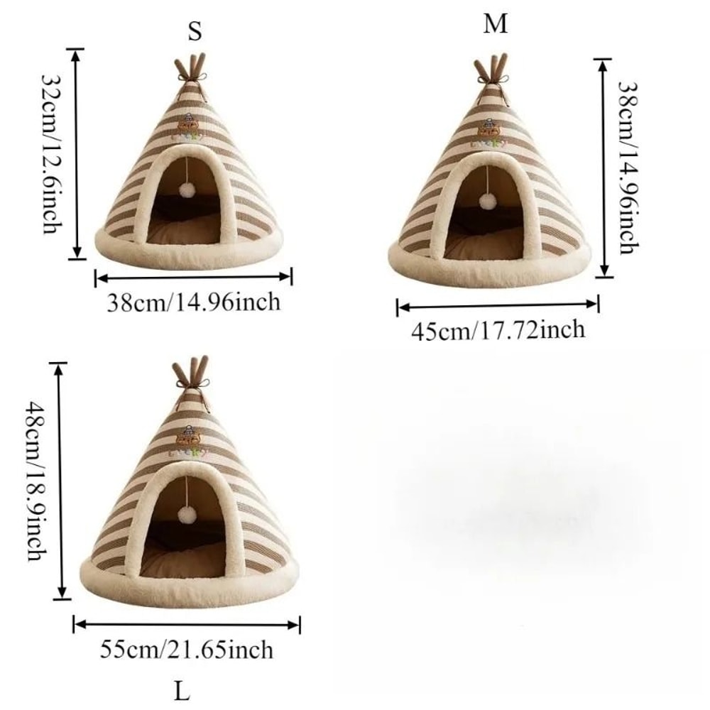 SelfWarming Plush Cat Tent Bed With Removable Washable Cover 4