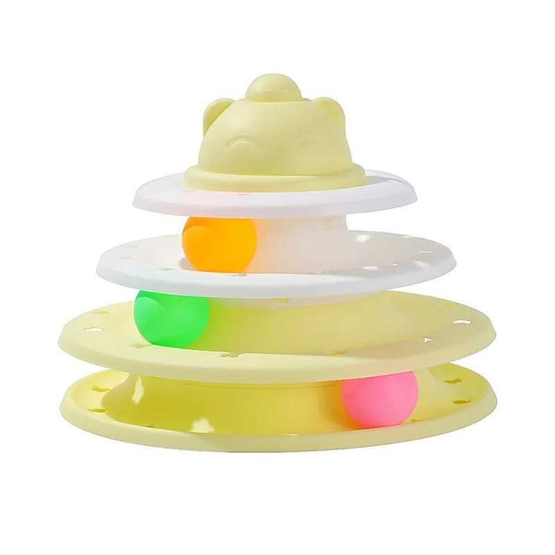 4 Level Interactive Cat Toy Tower Roller Ball Puzzle Track For Indoor Cats 7