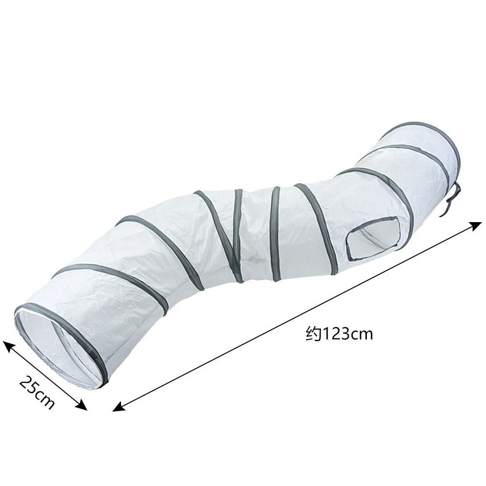 Foldable White Cat Tunnel Toy For Interactive Indoor Play 9