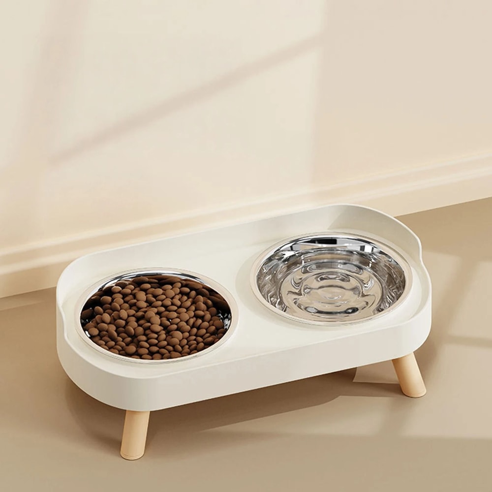 Elevated Stainless Steel Dual Pet Bowl With Anti Slip Neck Protection Design 1