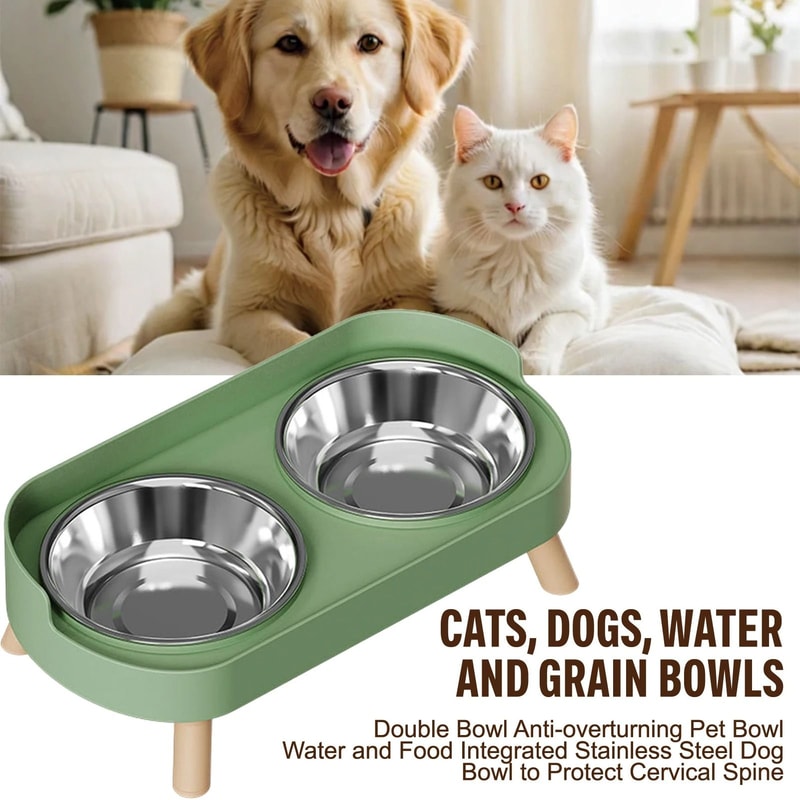 Elevated Stainless Steel Dual Pet Bowl With Anti Slip Neck Protection Design 2