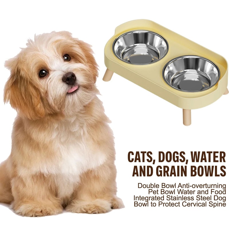 Elevated Stainless Steel Dual Pet Bowl With Anti Slip Neck Protection Design 3