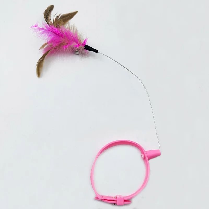 Interactive Feather Cat Collar Toy With Bell Self Entertainment Teaser For Indoor Cats 7