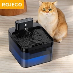 rojeco wireless automatic cat water fountain with infrared sensor & rechargeable battery