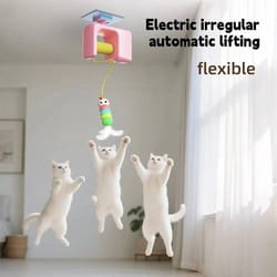 smart hanging door feather cat toy with auto swing ropes