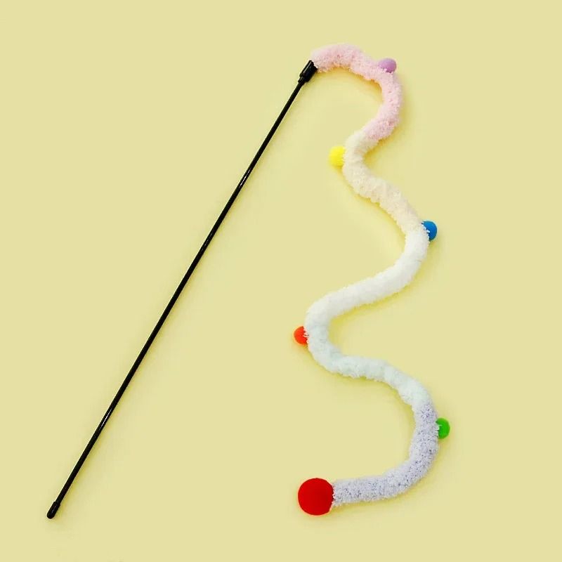 Interactive Caterpillar Feather Cat Teaser Wand Toy 1
