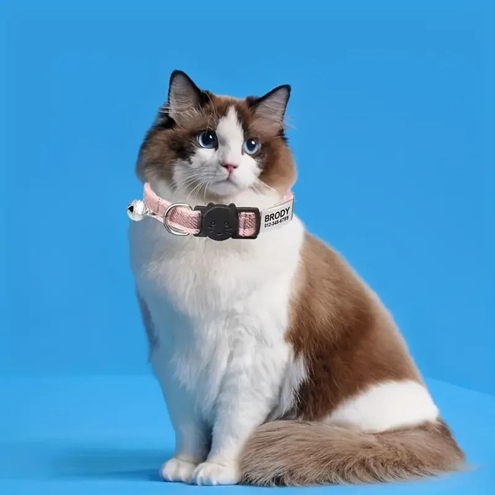 Personalized Plaid Breakaway Cat Collar With Bell ID Tag 3