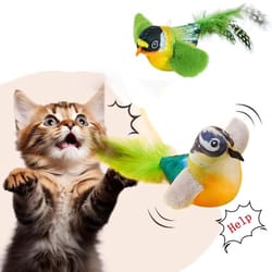 interactive chirping bird cat toy with catnip for indoor cats