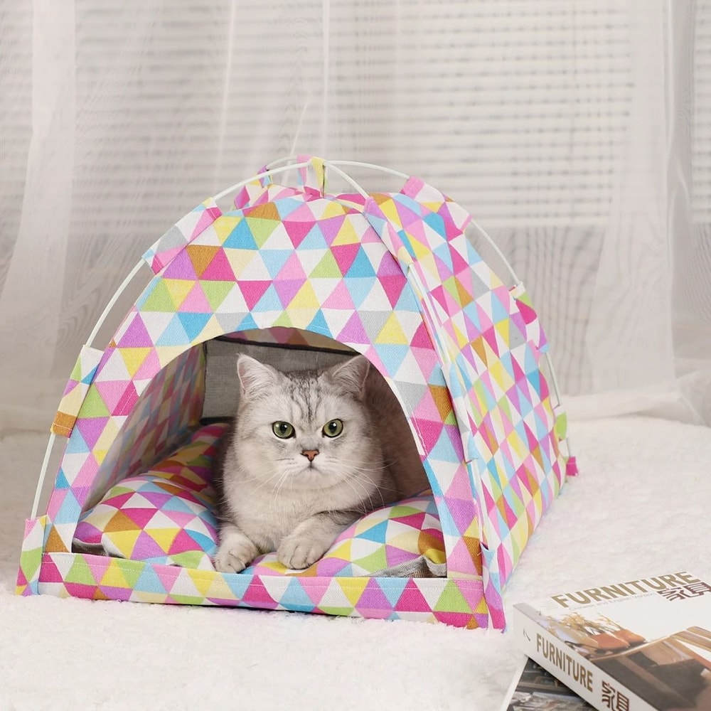 Cozy Plush Pet Tent Bed For Cats Small Dogs 8