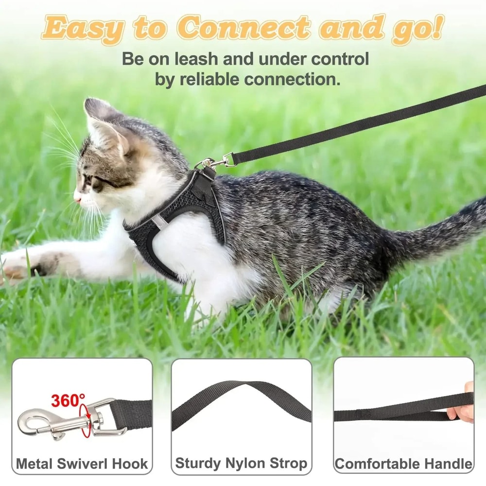EscapeProof Reflective Cat Harness Leash For Safe Outdoor Walks 3