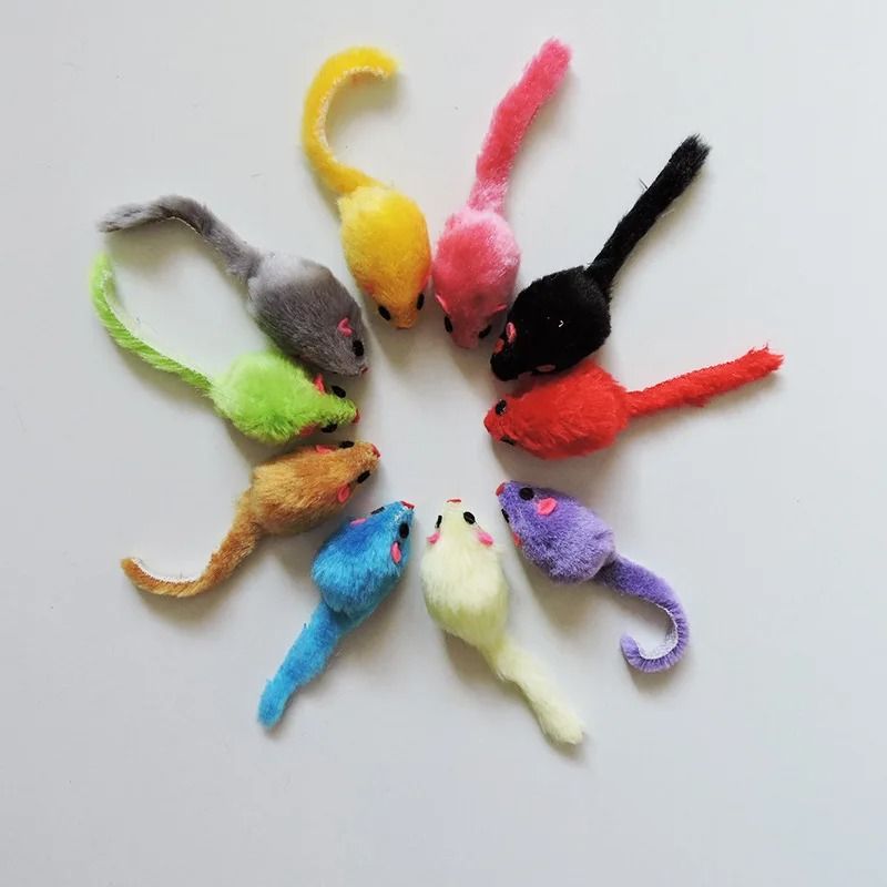 5PCS Furry Plush Mouse Cat Toys For Interactive Indoor Play 2