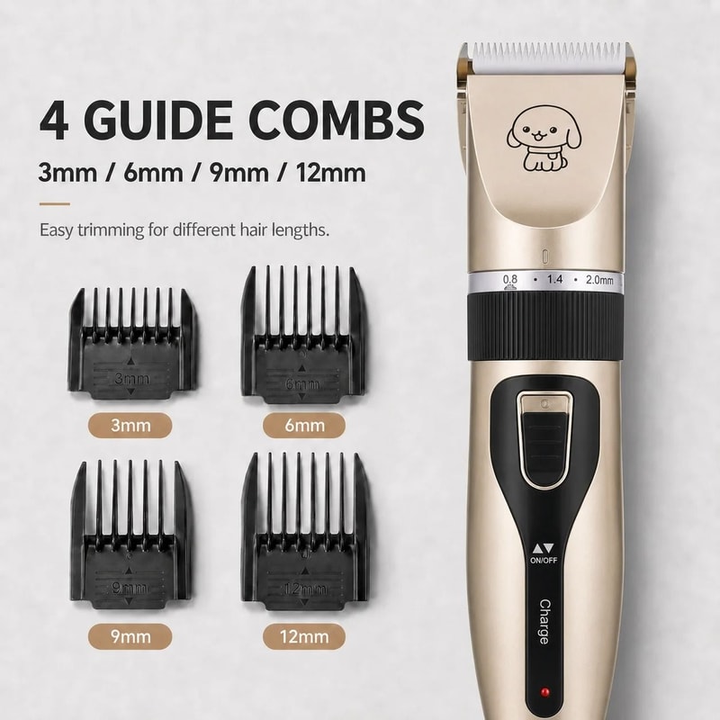 Professional Pet Grooming Clipper Set For Dogs Cats Rabbits Quiet Cordless Hair Trimmer Kit 4