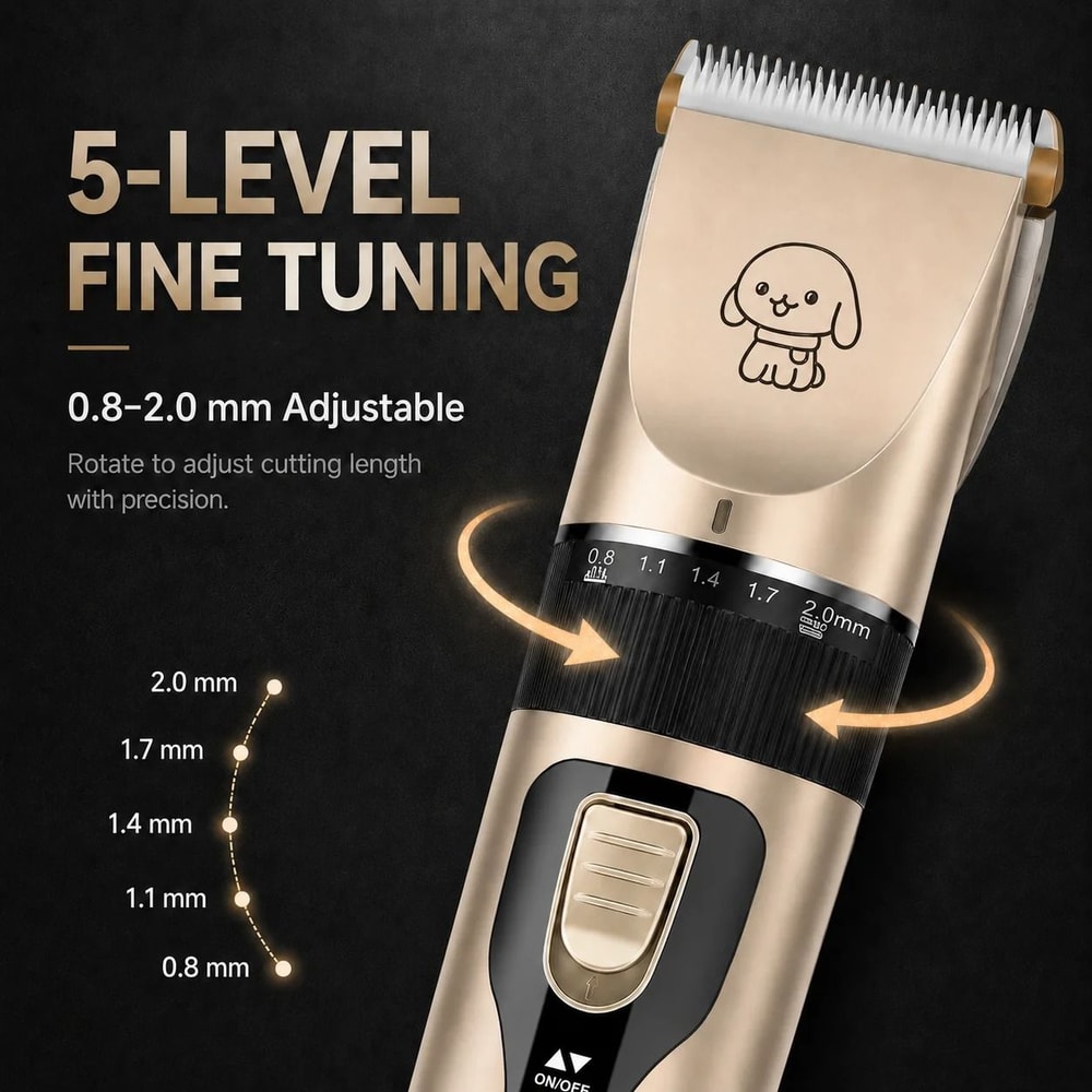 Professional Pet Grooming Clipper Set For Dogs Cats Rabbits Quiet Cordless Hair Trimmer Kit 5