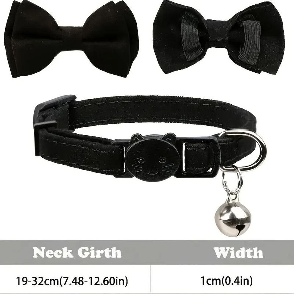 Personalized Cat Bow Tie Collar With Engraved ID Tag Bell Adjustable Soft Polyester Pet Collar 2