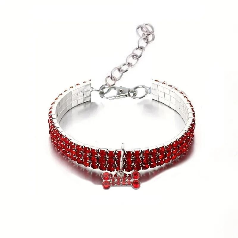 Luxury Rhinestone Dog Collar With Engraved Name Tag Adjustable Crystal Puppy Collar For Small Dogs 9