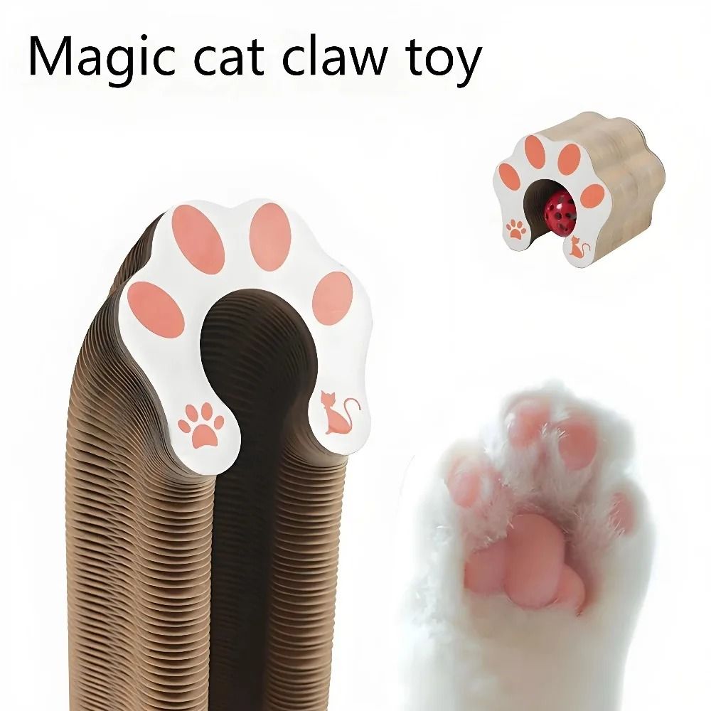 Interactive Accordion Cat Scratcher With Ball Track Foldable Shape Shifting Cardboard Cat Toy 1