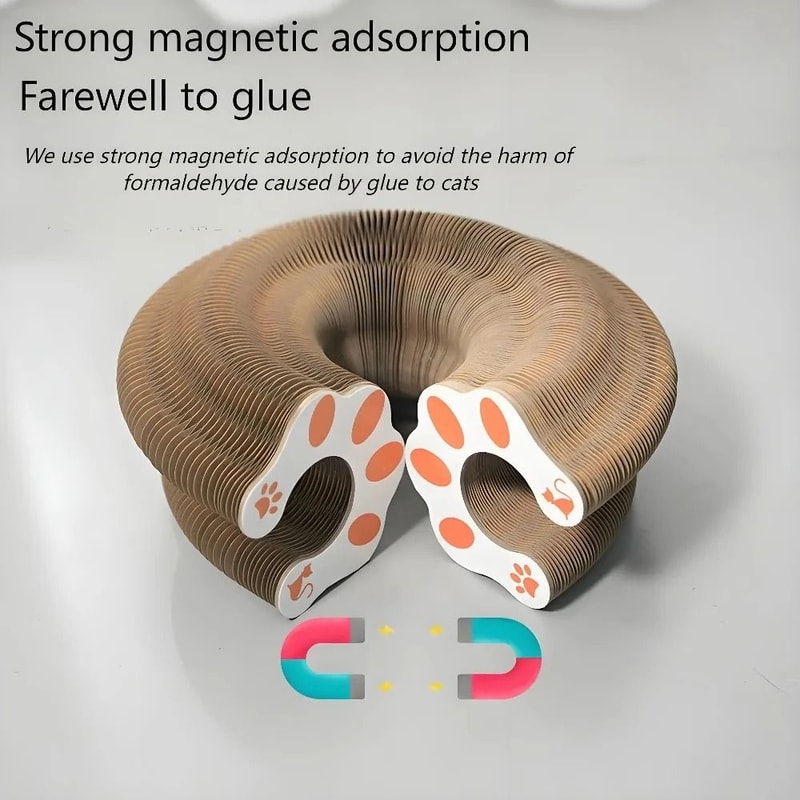 Interactive Accordion Cat Scratcher With Ball Track Foldable Shape Shifting Cardboard Cat Toy 4