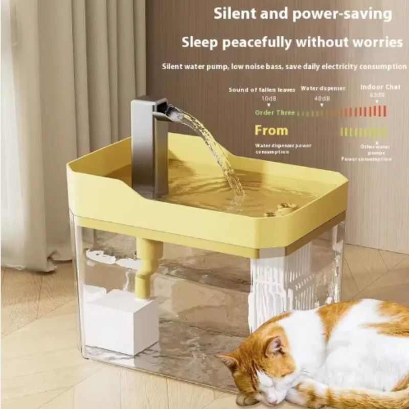 Transparent USB Cat Water Fountain With Auto Filter Anti Dry Protection Quiet Recirculating Pet W 2