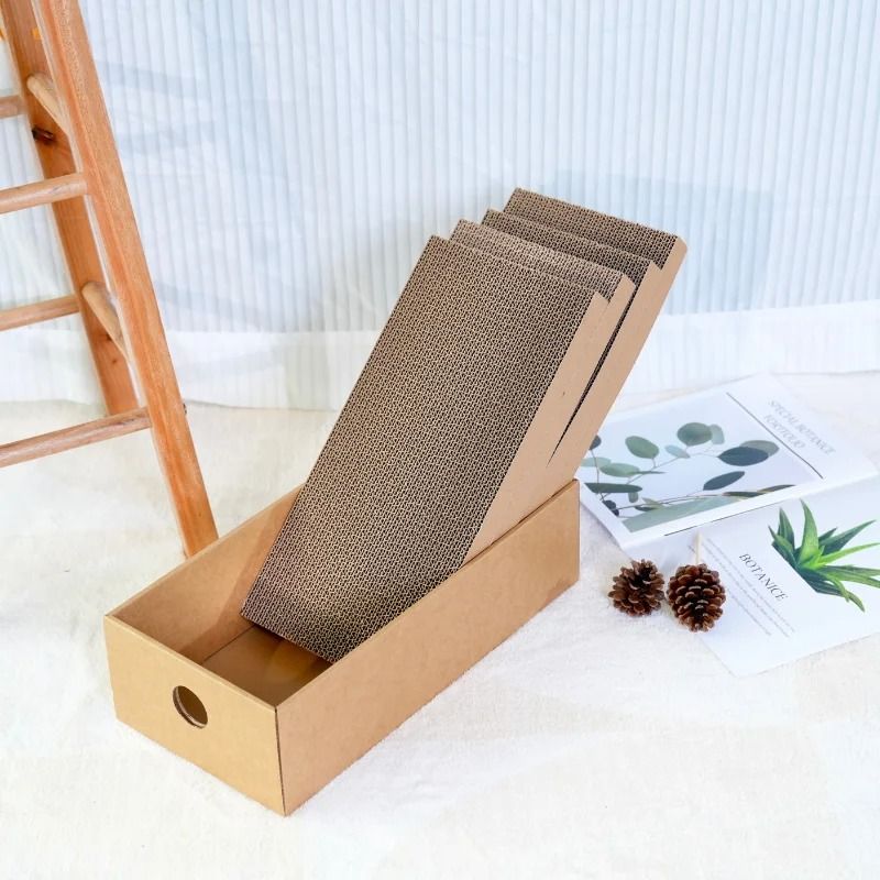 4 Pack Cardboard Cat Scratching Box For Indoor Cats Durable Cat Scratch Pad Play Mat Set 2