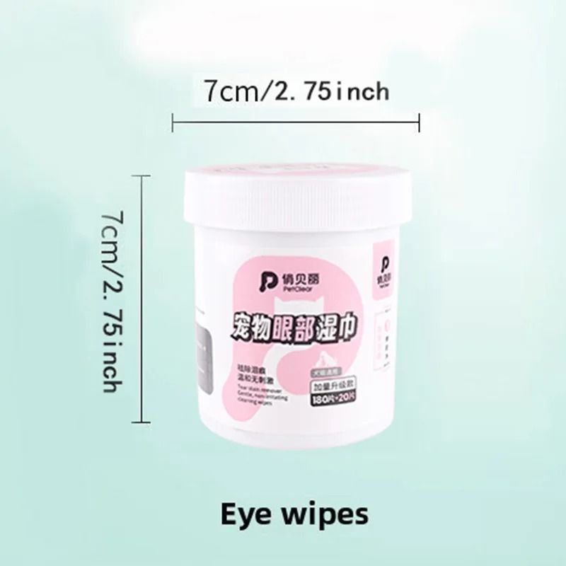 PETCLEAR Tear Stain Remover Eye Wipes For Dogs Cats 200PCS 6