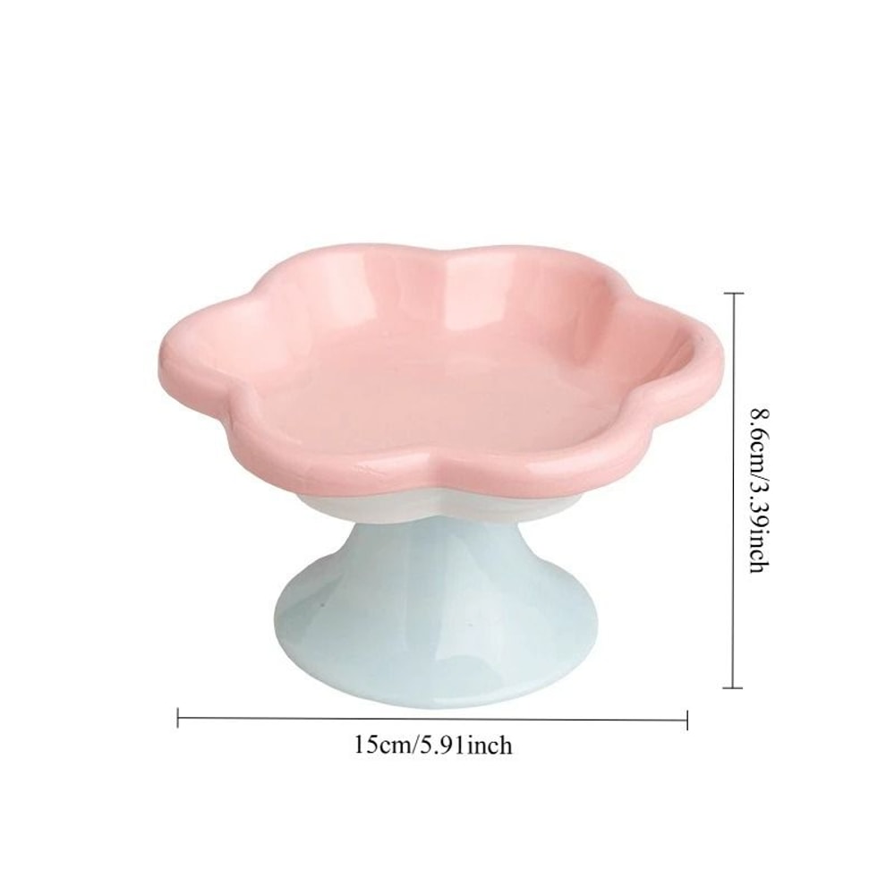 Flower Elevated Ceramic Cat Bowl For Comfortable Feeding 5