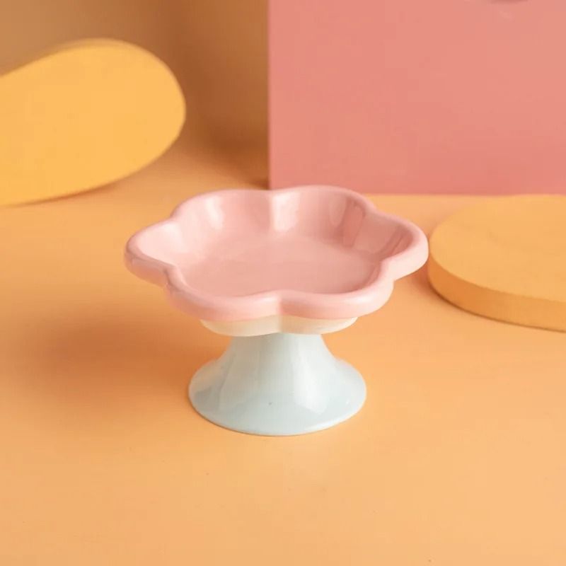 Flower Elevated Ceramic Cat Bowl For Comfortable Feeding 6