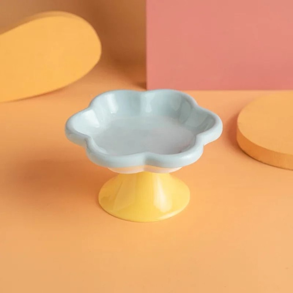 Flower Elevated Ceramic Cat Bowl For Comfortable Feeding 7