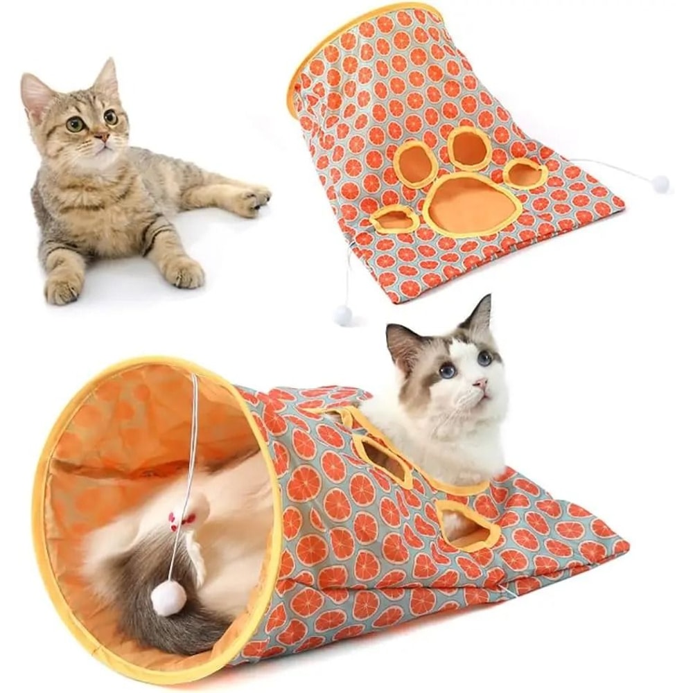 Foldable Crinkle Cat Tunnel Toy With Rolling Dragon Design 1