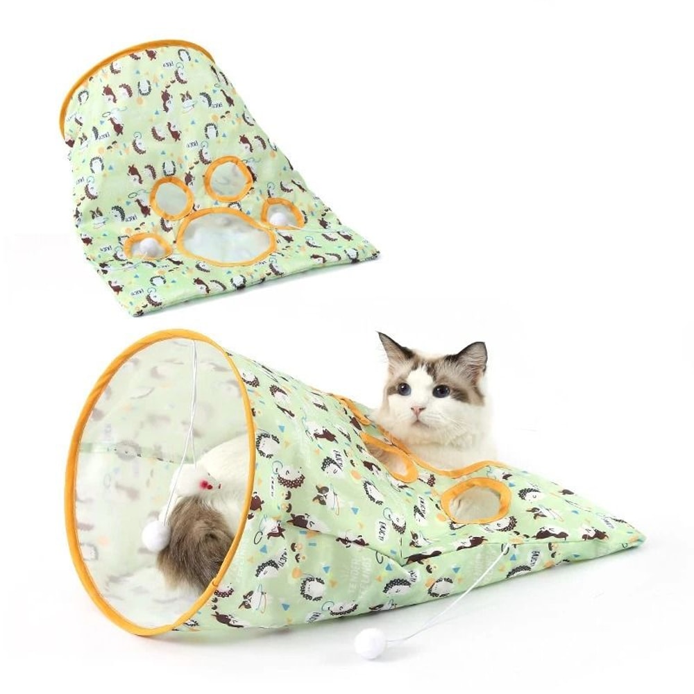 Foldable Crinkle Cat Tunnel Toy With Rolling Dragon Design 6