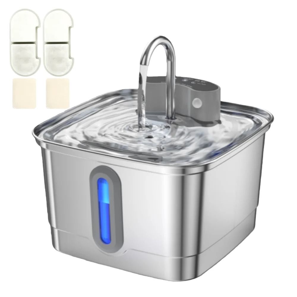 Smart Wireless Stainless Steel Cat Water Fountain With Motion Sensor 6